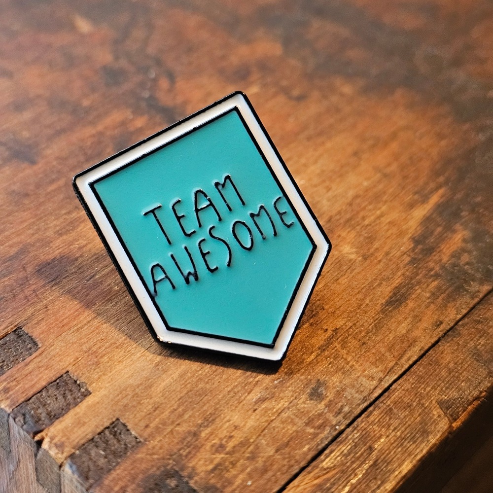 Lapel Pin Unisex OS Teal Team Awesome Shield Soft Enamel Gift Wrapped